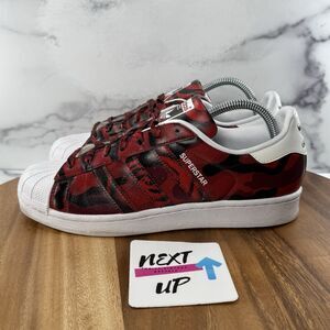 Women’s size 8.5-Adidas Originals Superstar Red Rose Camo Turns Huge Sneakers